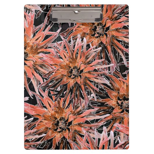 Blume in Orange und Braun. Klemmbrett (Vorderseite)