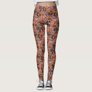 Blume in Orange und Braun. Leggings