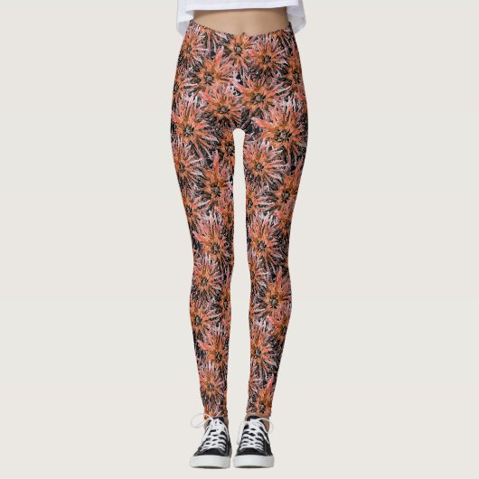 Blume in Orange und Braun. Leggings (Vorderseite)