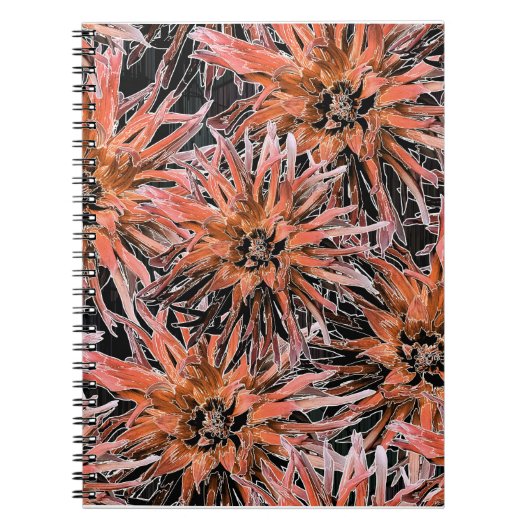 Blume in Orange und Braun. Notizblock (Vorderseite)