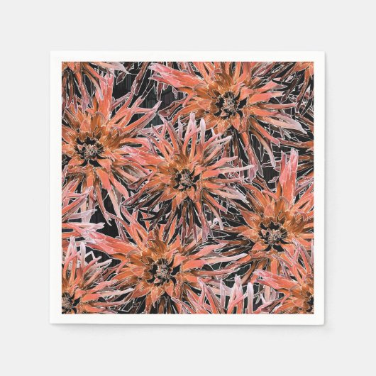 Blume in Orange und Braun. Serviette (Vorderseite)