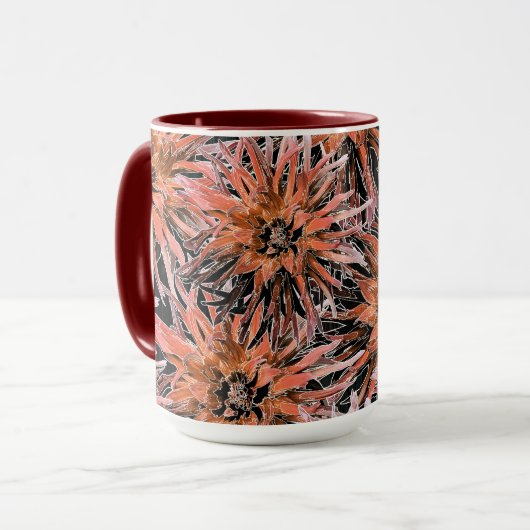 Blume in Orange und Braun. Tasse (Vorderseite Links)