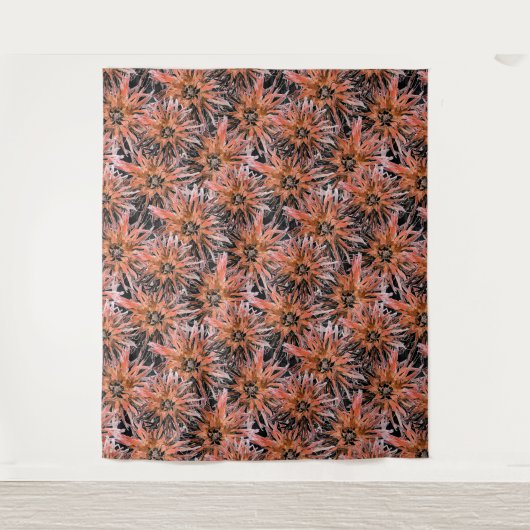 Blume in Orange und Braun. Wandteppich (Vorderseite)