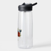 Blume in Orange und Marinebranche Trinkflasche (Links)