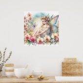 Blume in Pastellfarben, Aquarell Poster (Küche)