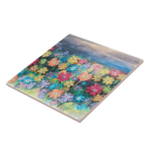 Blume in Pastellfarben - Originalfarben Fliese