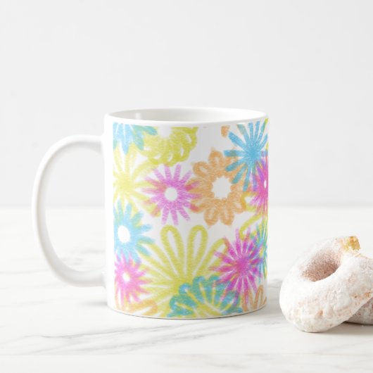 Blume in Pastelltönen Kaffeetasse (Mit Donut)