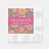 Blume in Pink und Limettengrün - Brautparty Serviette (Vorderseite)