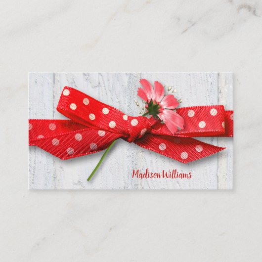Blume in Polka-Dot-Band Visitenkarte (Vorderseite)
