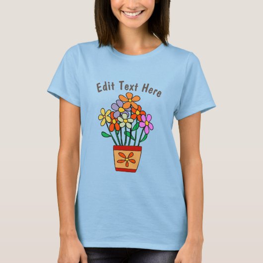 Blume in Pot, Text hinzufügen T-Shirt (Vorderseite)