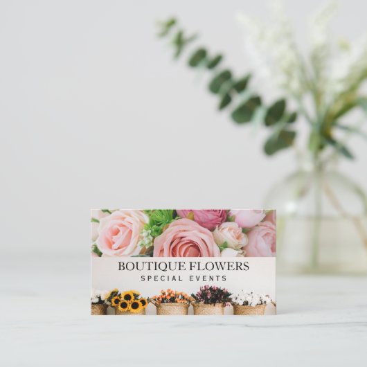 Blume in Pots | Schöne Rose Visitenkarte (Stehend Vorderseite)