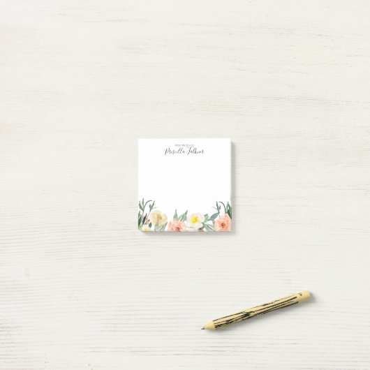 Blume in Rosa am Schreibtisch Post-it Klebezettel (Auf Schreibtisch)