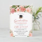 Blume in Rosa, Aquarellfarbe Abschluss Einladung (Stehend Vorderseite)