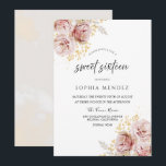 Blume in Rosa Aquarellfarben Lounge 16 . Geburtsta Einladung<br><div class="desc">Blush Pink Aquarellfarben Blume Schöne 16 . Geburtstag Party Einladung Sehen Sie in unserem Shop für viele weitere Einladungen zum Hochzeitsfeiern und passende Artikel.</div>