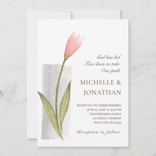 Blume in Rosa, einfach, modern, Christlich Einladung (Vorderseite)