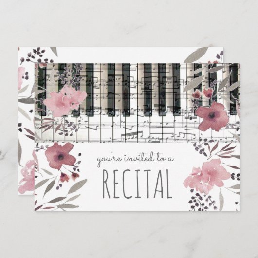 Blume in Rosa Einladung (Vorne/Hinten)