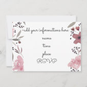 Blume in Rosa Einladung (Rückseite)