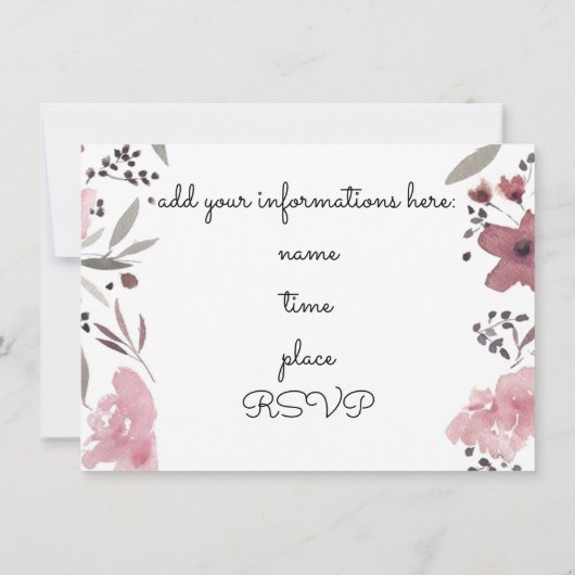 Blume in Rosa Einladung (Rückseite)