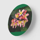 Blume in Rosa, Gelb und Rot Runde Wanduhr (Winkel)