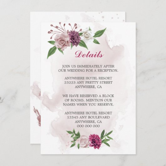 Blume in Rosa grün Begleitkarte (Vorne/Hinten)