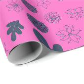 Blume in rosa Hintergrundpapier Geschenkpapier (Rolleneckpunkt)