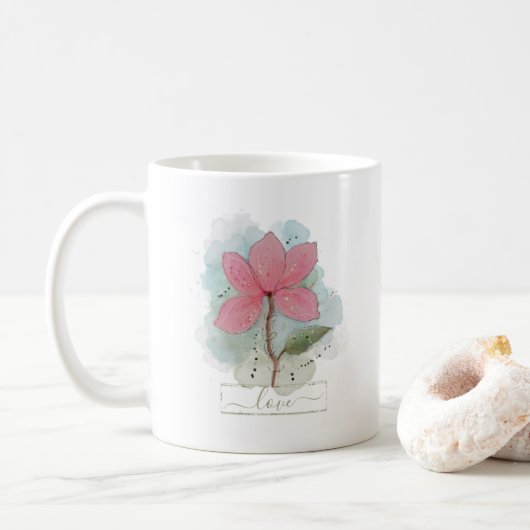 Blume in Rosa Kaffeetasse (Mit Donut)