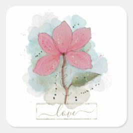Blume in Rosa Quadratischer Aufkleber
