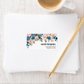 Blume in Rosa und Blau Adressaufkleber (Insitu)