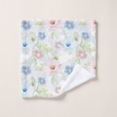 Blume in Rosa und Blau. Badhandtuch Set (Waschlappen)