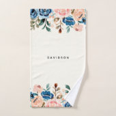 Blume in Rosa und Blau Badhandtuch Set (Handtuch)