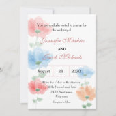 Blume in Rosa und Blau Einladung (Vorderseite)