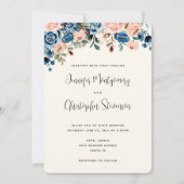 Blume in Rosa und Blau Einladung (Vorderseite)