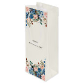 Blume in Rosa und Blau Geschenktüte Für Weinflaschen (Rückseite Schrägansicht)