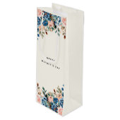 Blume in Rosa und Blau Geschenktüte Für Weinflaschen (Vorderseite Schrägansicht)