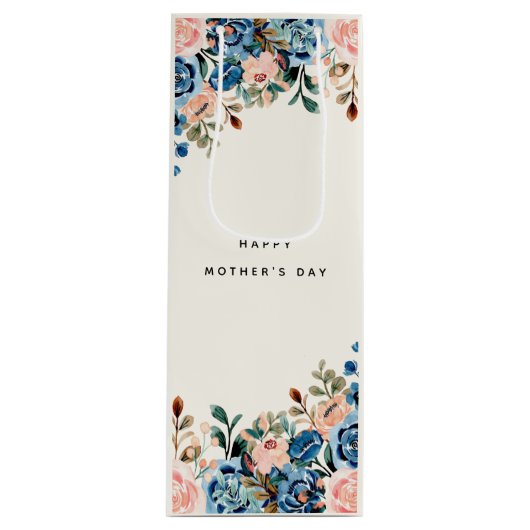 Blume in Rosa und Blau Geschenktüte Für Weinflaschen (Vorderseite)