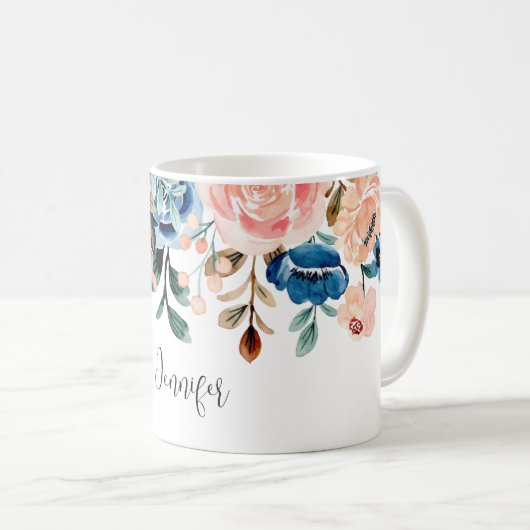 Blume in Rosa und Blau Kaffeetasse (VorderseiteRechts)