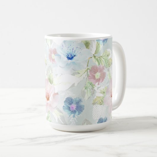 Blume in Rosa und Blau. Kaffeetasse (VorderseiteRechts)