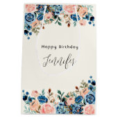 Blume in Rosa und Blau Mittlere Geschenktüte (Rückseite)