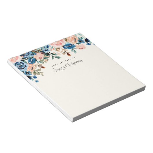 Blume in Rosa und Blau Notizblock (angewinkelt)