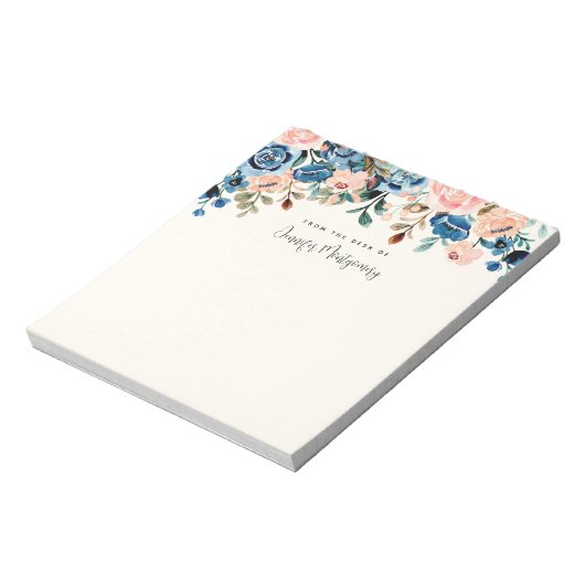 Blume in Rosa und Blau Notizblock (Rotiert)