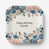 Blume in Rosa und Blau Pappteller (Vorderseite)