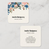 Blume in Rosa und Blau Quadratische Visitenkarte (Vorne/Hinten)