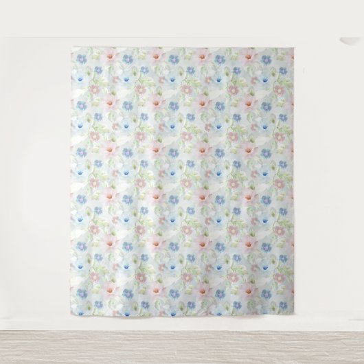 Blume in Rosa und Blau. Wandteppich (Vorderseite)