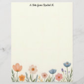 Blume in Rosa und Blautafel Briefbogen (Vorderseite)