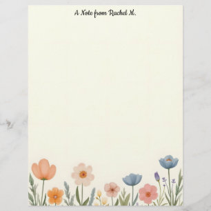 Blume in Rosa und Blautafel Briefbogen