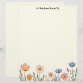 Blume in Rosa und Blautafel Briefbogen (Vorne/Hinten)