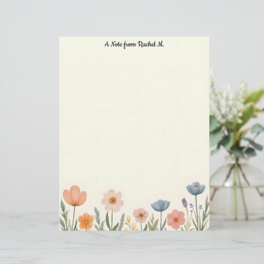 Blume in Rosa und Blautafel Briefbogen (Stehend Vorderseite)