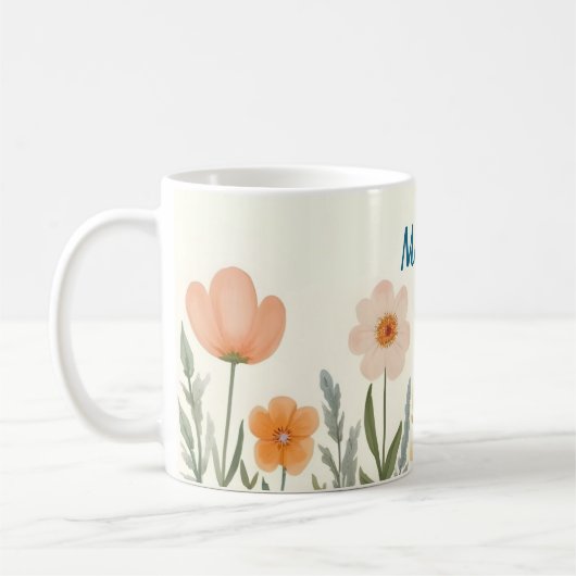 Blume in Rosa und Blautafel Kaffeetasse (Links)