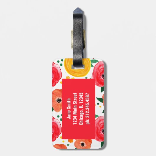 Blume in Rosa und Gelb Gepäckanhänger (Rückseite vertikal)