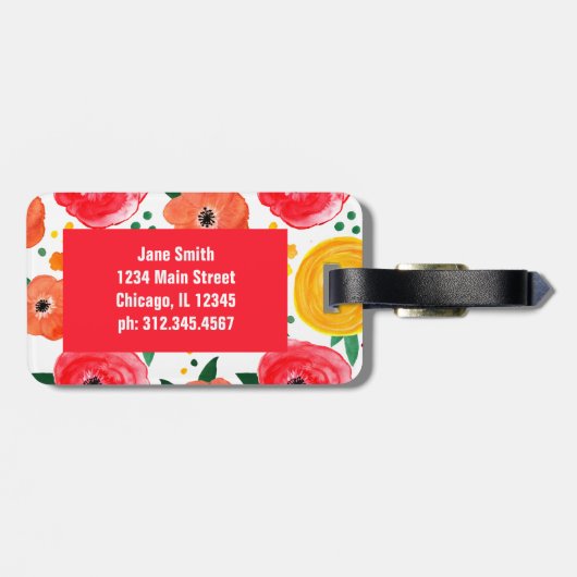 Blume in Rosa und Gelb Gepäckanhänger (Rückseite horizontal)